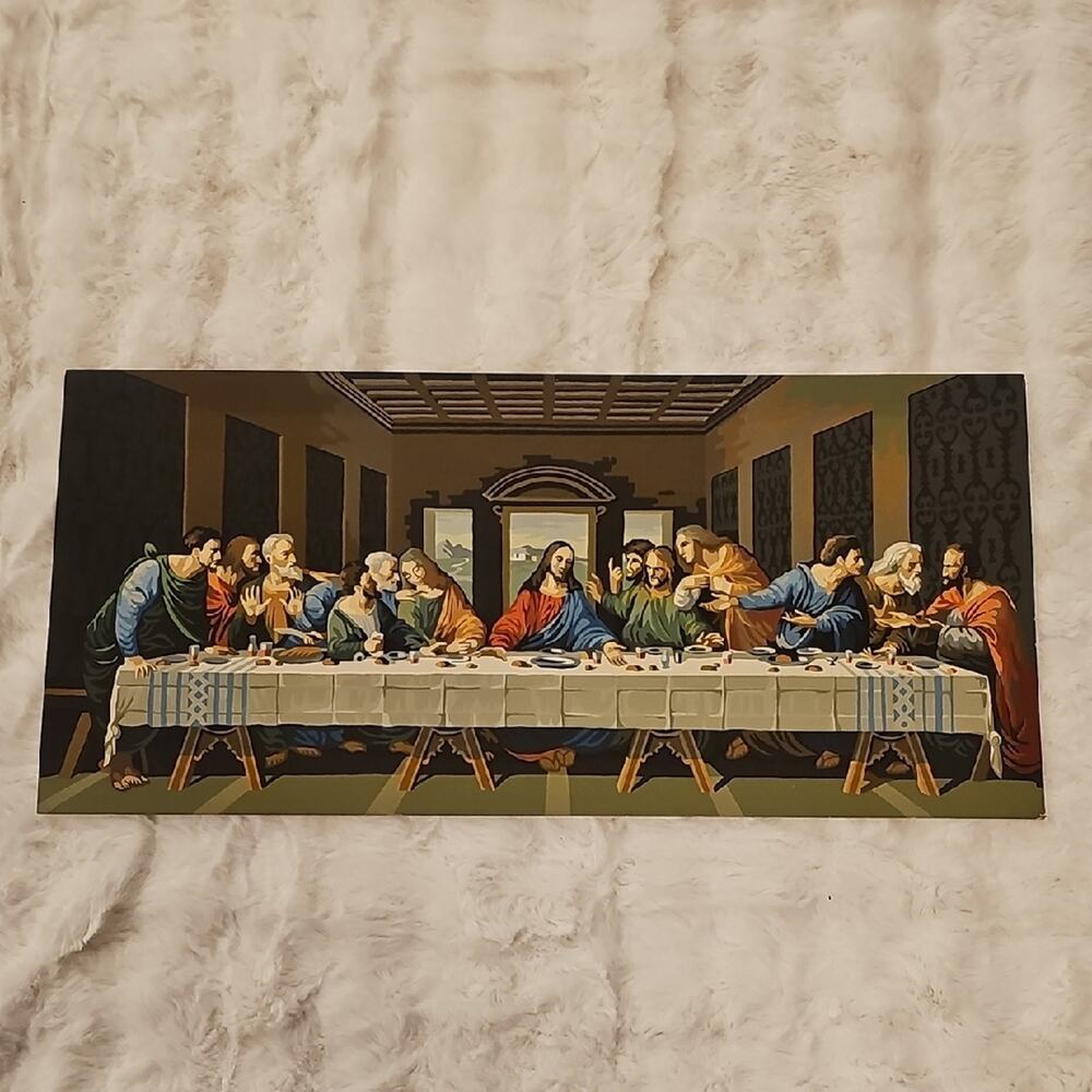 Vintage Large 70's The Last Supper Wall Art Paint by Number Very Good Condition